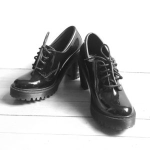 Black patent leather heels
